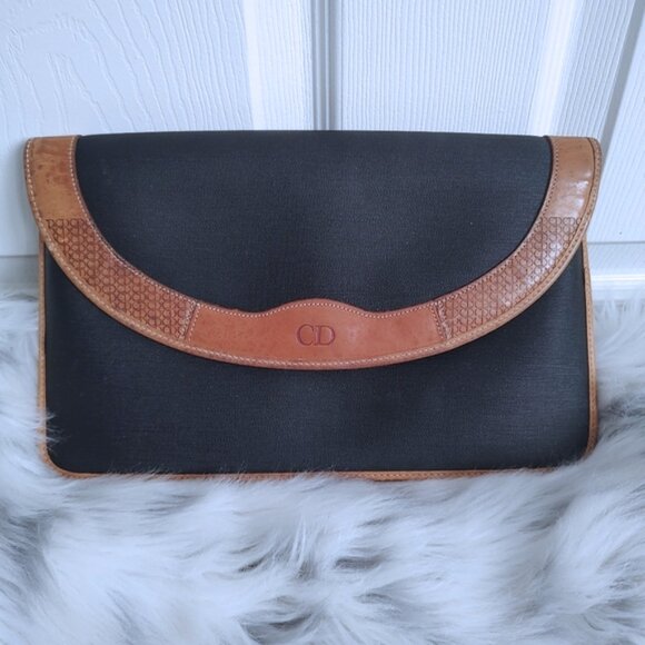Dior Handbags - Christian Dior vintage clutch leather trim EUC